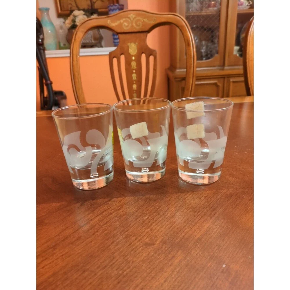 Baileys Irish Cream Weighted Bottom Cocktail Glasses Etched Swirls Set of 3